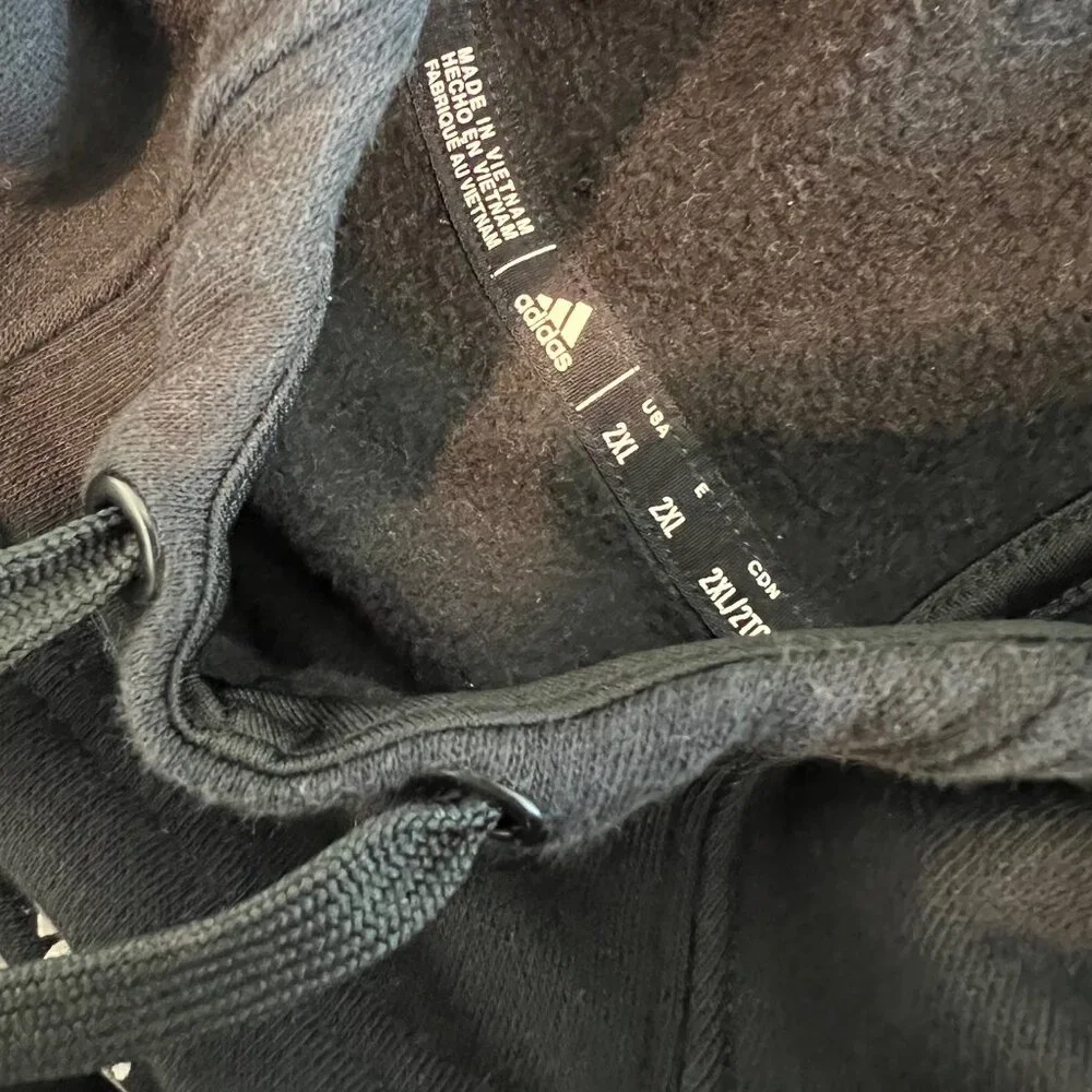 Adidas Men Size 2XL Huskies Black Duo Bars Lifestyle Pullover Hooded Sweatshirt